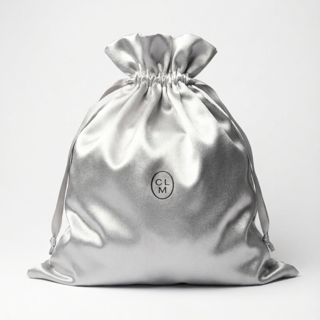 Silver fabric gift bag (midi) 17x23